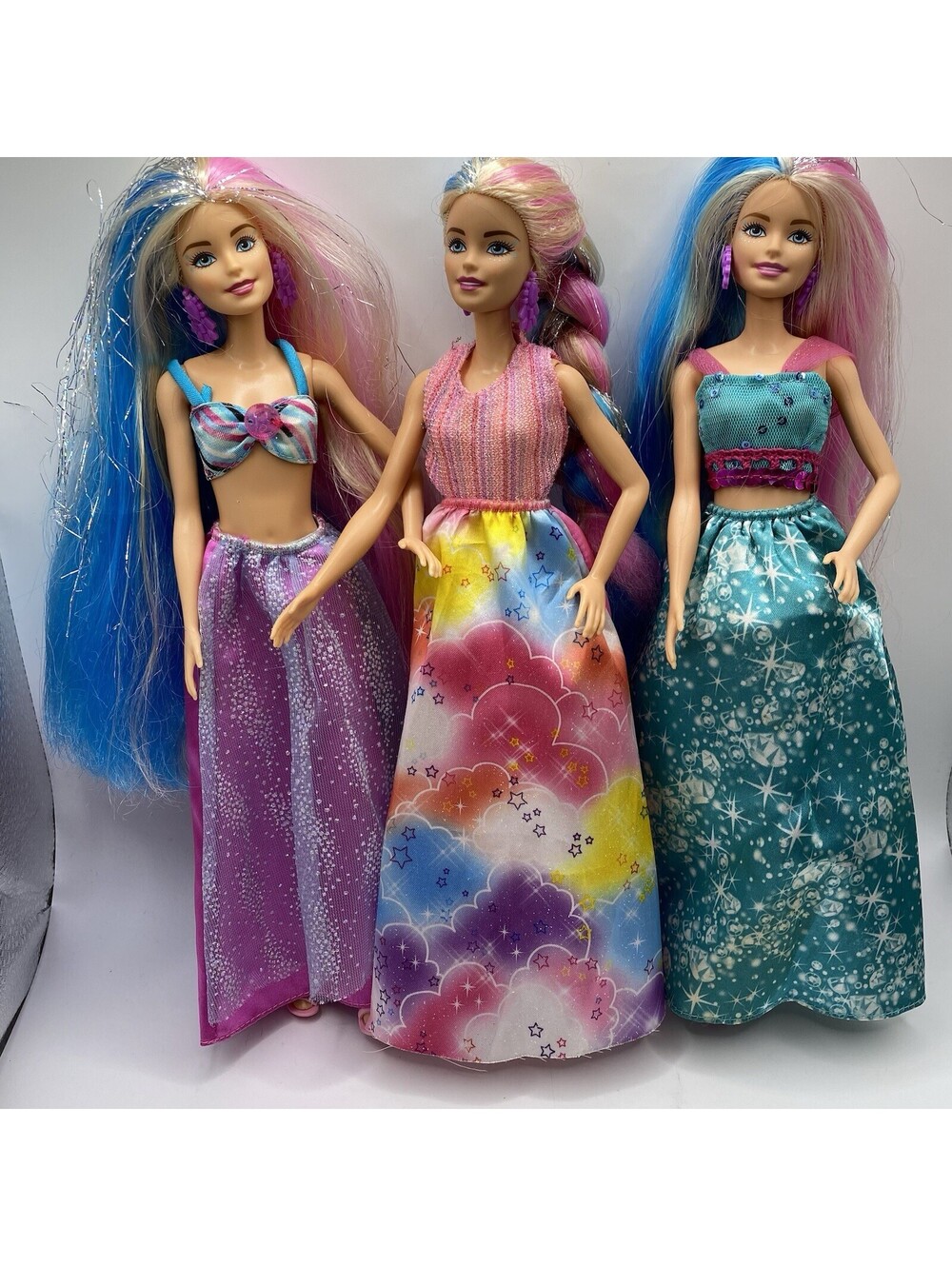 Barbie Fantasy Hair Dolls Lot Of 3 Dress And Shoes B14